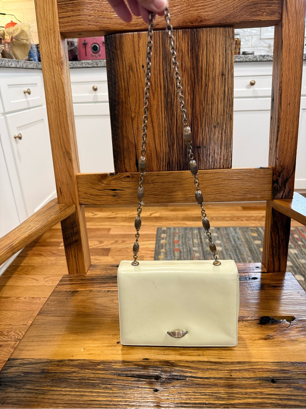 Vintage Koret Leather Women’s Cream Chain Shoulder Bag with Change Purse